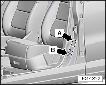Расположение Заводской таблички для 2-дверных автомобилей (A) и 4-дверных (B)
