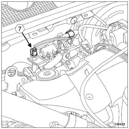 Renault Laguna 3 1.5L dCi 110 - Расположение датчика давления отработавших газов