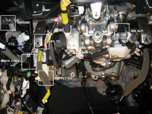 Lexus RX350 3rd Gen. Starline 2CAN + iDataLink Start CAN - Расположение разъемов и цвета проводов.