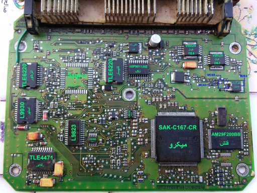 Sagem S2000 - Внешний вид платы ЭБУ. Элементная база 1