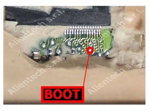Sagem S2000 - Alientech. Расположение Boot-pin 2