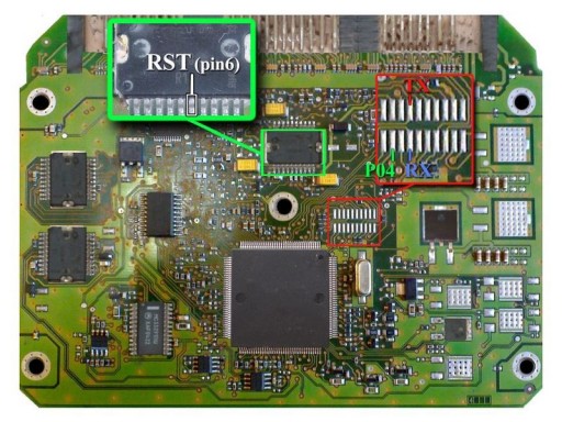 Sagem S2000PL4FC5 - Точек подключения программатора RST, RX, TX, P04