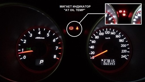 Subaru Tribeca B9 - Индикатор AT Oil Temp на панели приборов