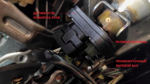 Toyota Avensis T250 1.8L (1ZZ-FE) - Расположение датчика угла поворота руля